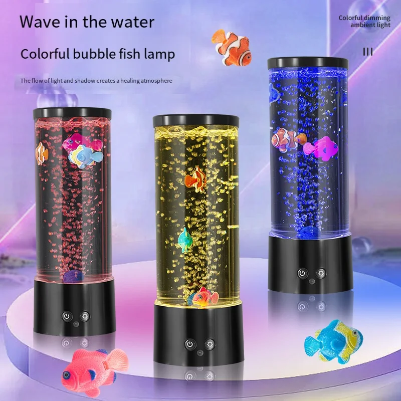 Floating Nightstand With Led Light - LED Fisch Lampe Umgebungsnachtlicht Fernbedienung Farbwechsel